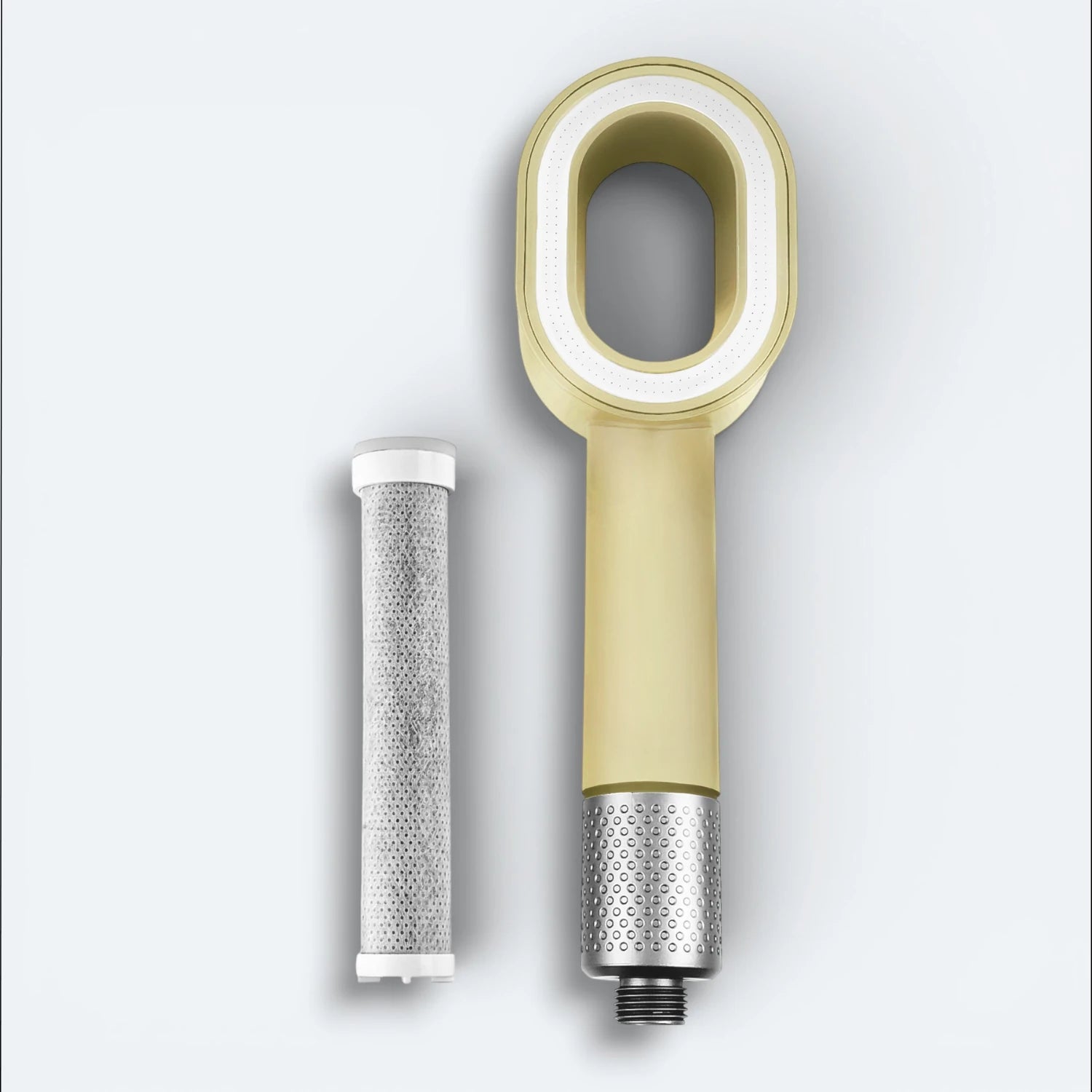 Handheld Shower head with filter on a light gray background #Color=Light Bronze