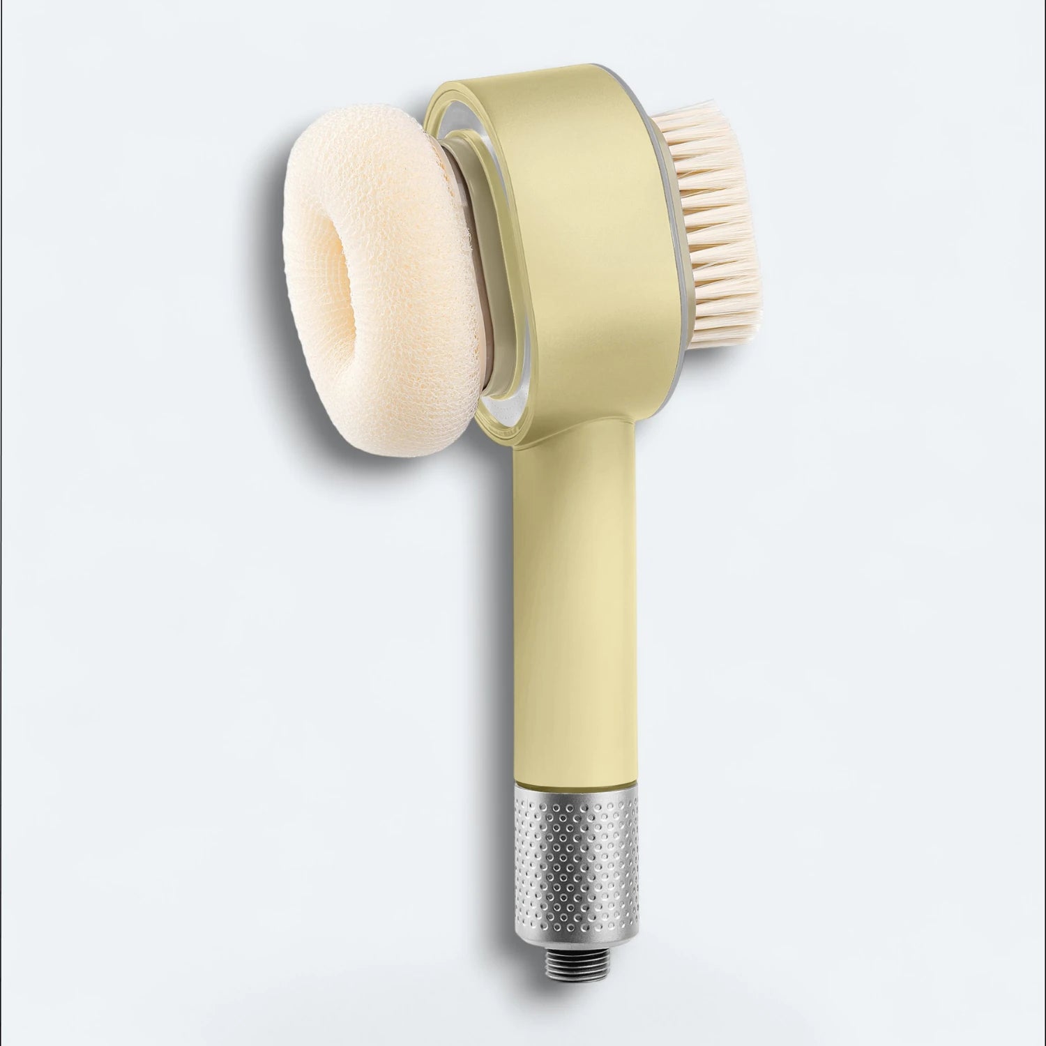 Handheld Shower head with attachments on a light gray background #Color=Light Bronze