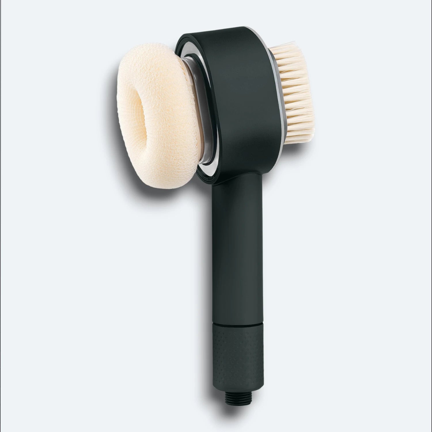 Handheld Shower head with attachments on a light gray background #Color=Black
