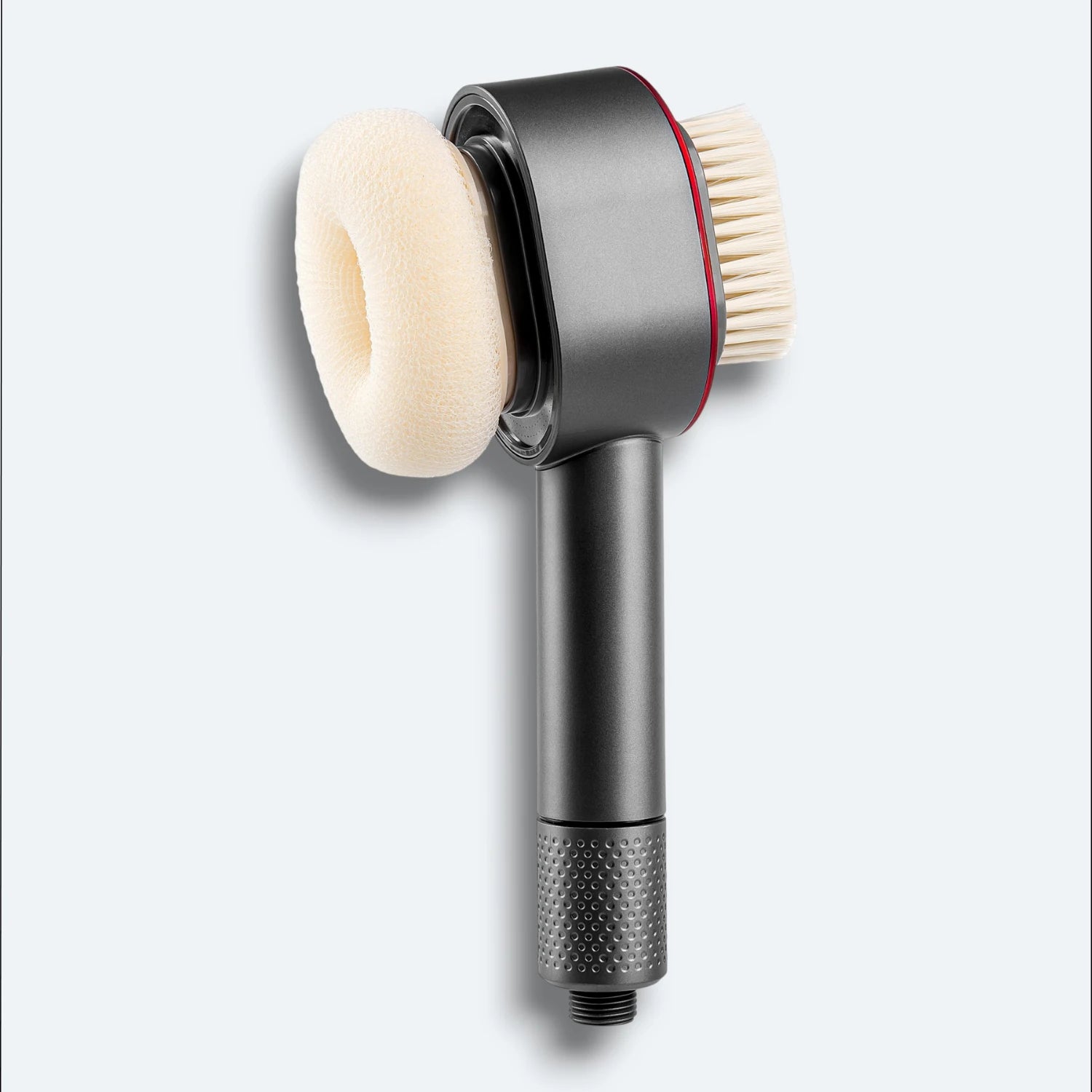 Handheld Shower head with connected attachments on a light gray background #Color=Gray