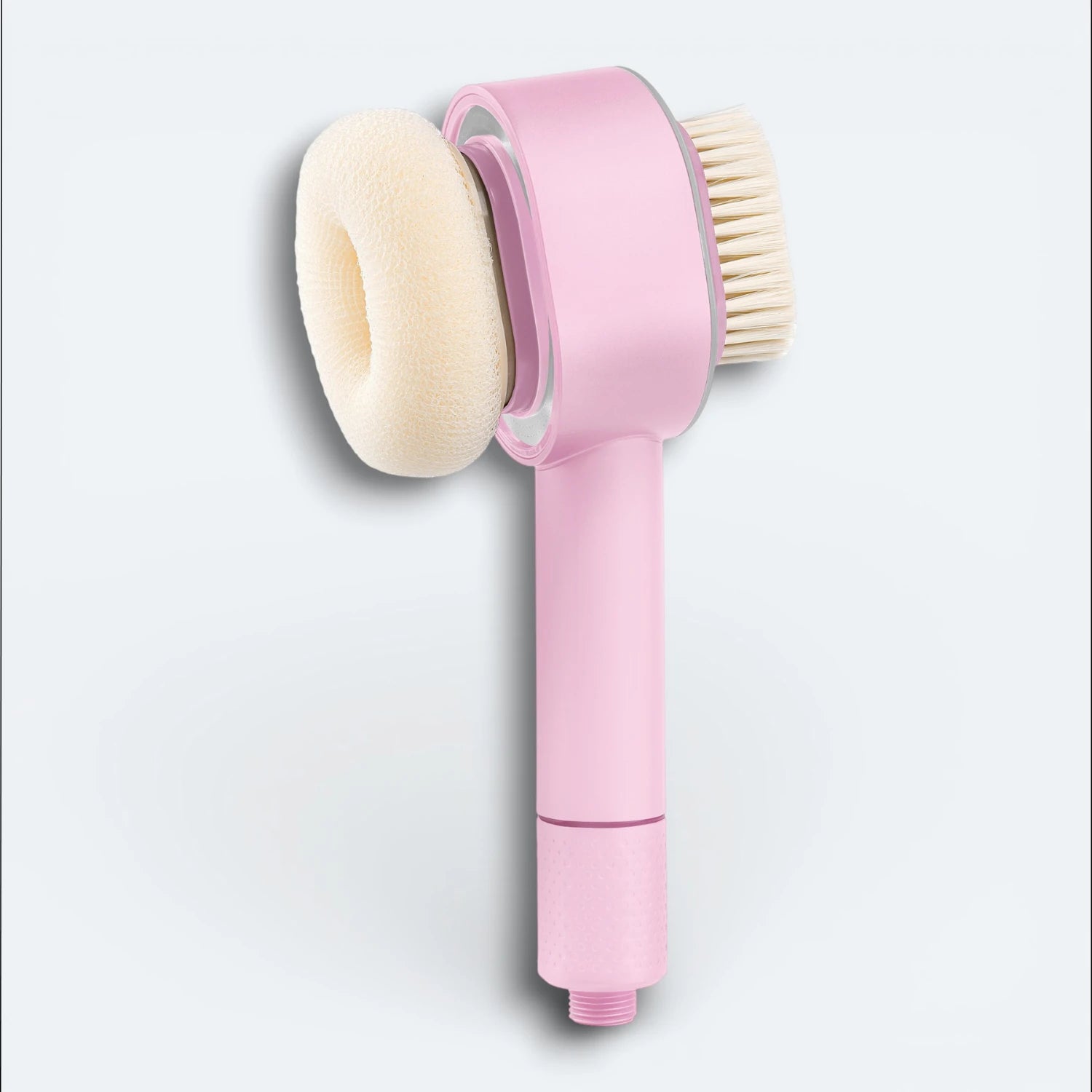 Handheld Shower head with attachments on a light gray background #Color=Pink