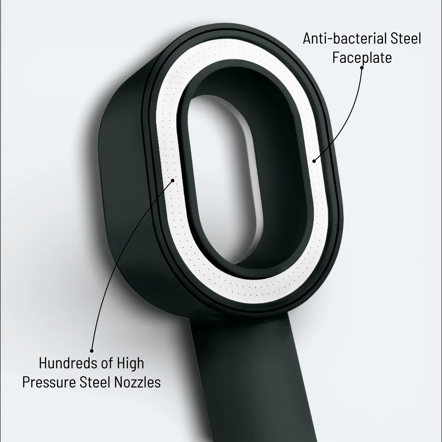 Handheld Shower head on a light gray background #Color=Black